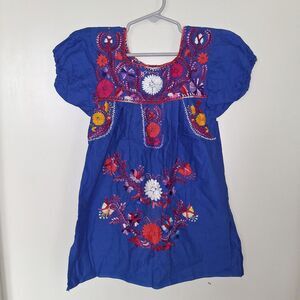 VNTG Orquidra Girls Traditional Mexican Embroidered Peasant Fiesta Dress 5/6